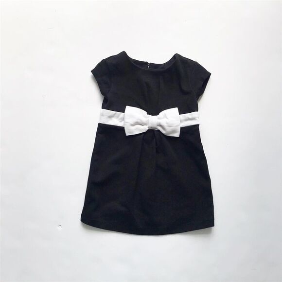 Old Navy black w/white bow dress EUC  12-18 months - Picture 1 of 2